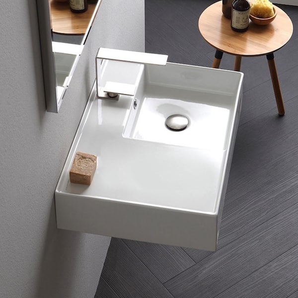 Teorema Wall Mounted Bathroom Sink in White