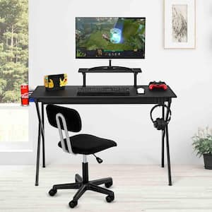 52 in. Rectangular Wood PC Laptop Playing Table Computer Gaming Desk Workstation with Cup Holder and Headphone Hook