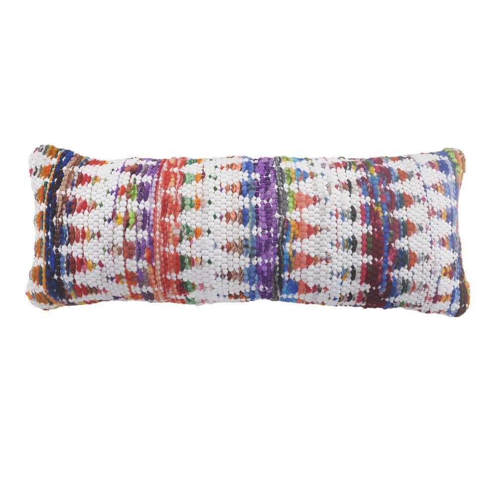 Lucia White / Multicolored Chevron Soft Poly-Fill 14 in. x 36 in. Indoor  T