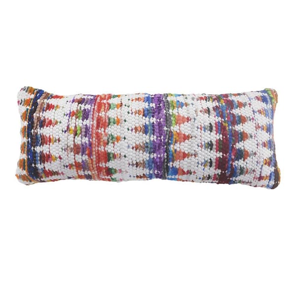 Unbranded Lucia White / Multicolored Chevron Soft Poly-Fill 14 in. x 36 in. Indoor  Throw Pillow