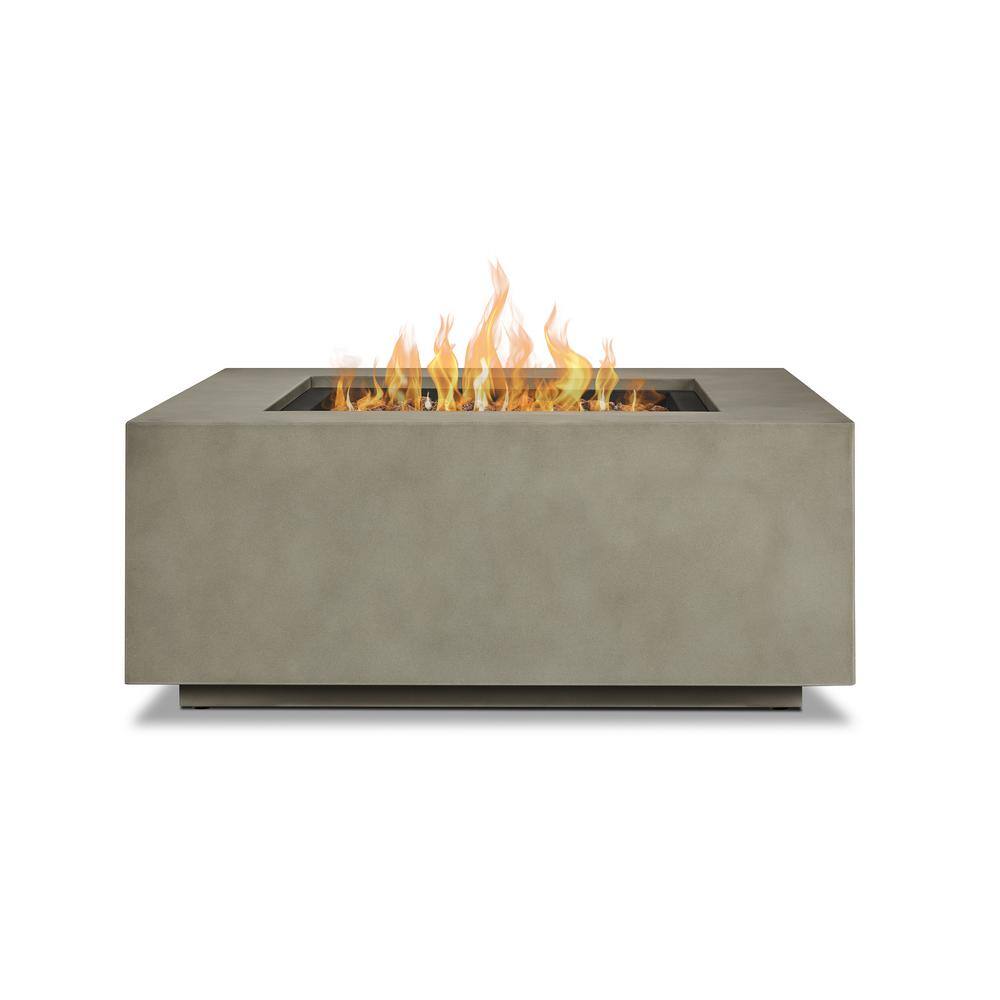 Mist Gray 40" Square Gas Fire Pit Table with Steel Lid