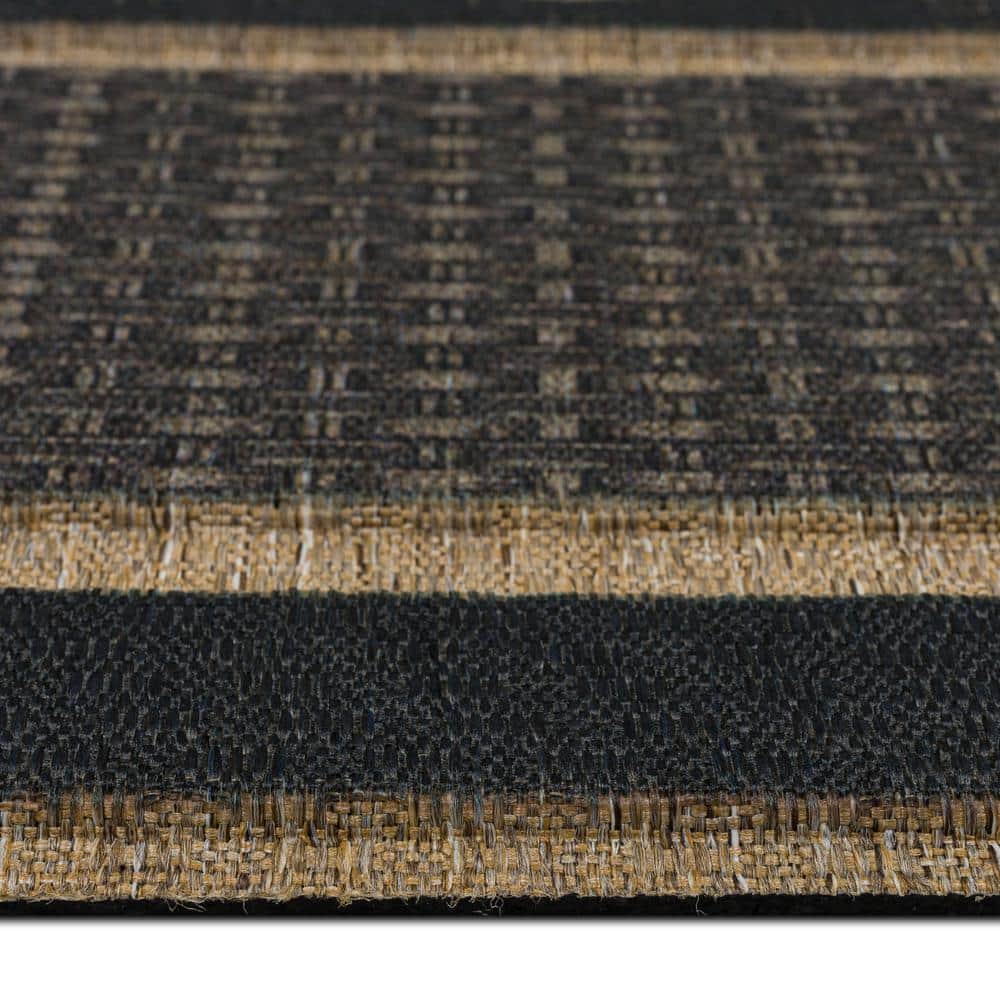 Gray and Beige Rubber Outdoor Rectangular Doormat