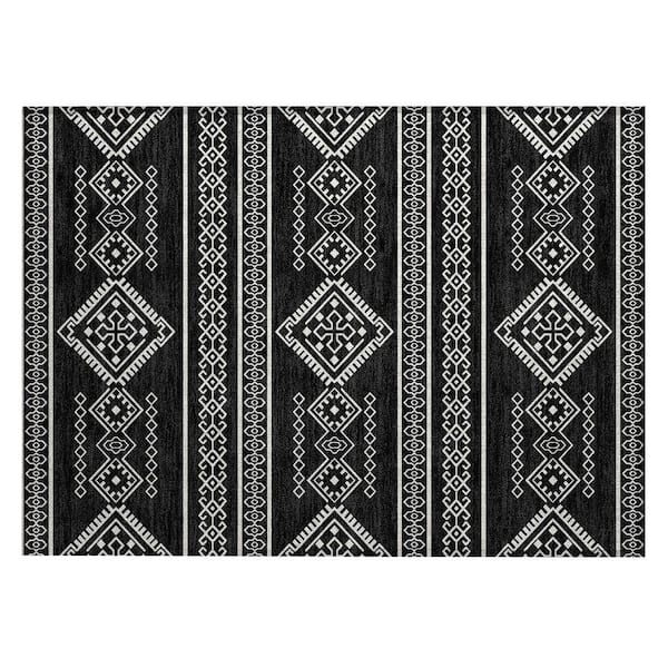 Chantille Machine Washable Indoor/Outdoor Abstract ACN901 Black 1 ft. 8 in. x 2 ft. 6 in. Area Rug