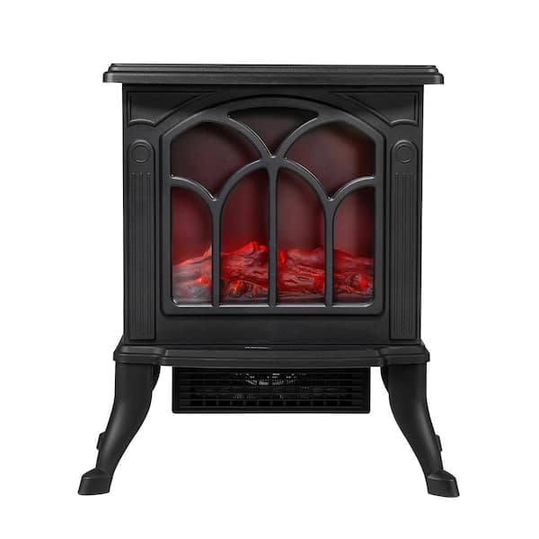 Elexnux 15 in. Freestanding Electric Fireplace Heater Stove with 3-D Realistic Flame Effect, Automatic Shut off in Black