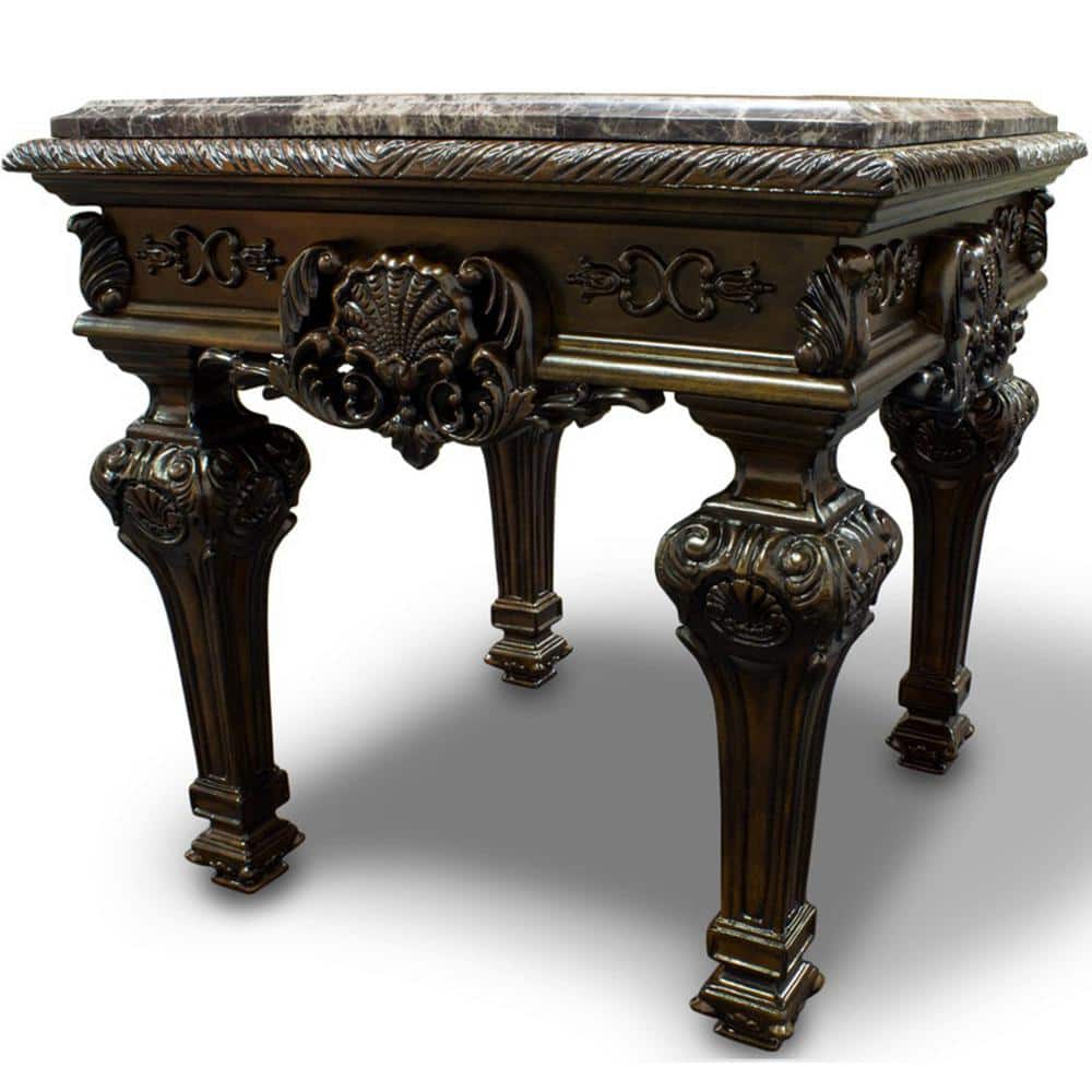 Andrew 28 in. L Cherry Marble-Top Square End Table - thumbnail 2
