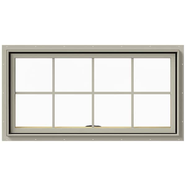 JELD-WEN 48 in. x 24 in. W-2500 Series Desert Sand Painted Clad Wood Awning Window w/ Natural Interior and Screen