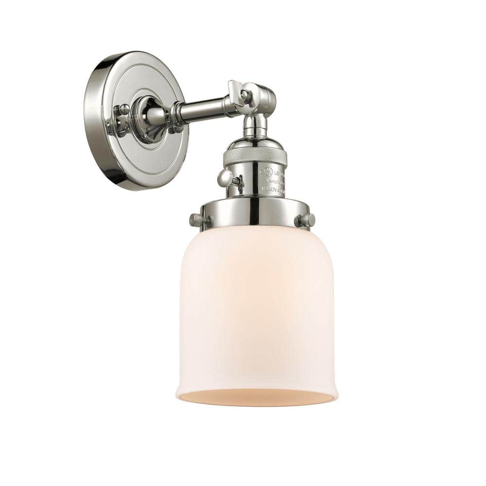 Bell 1-Light Matte White, Polished Nickel Wall Sconce with White Glass Shade price history on PriceWatchPro