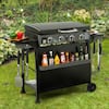 Royal Gourmet 30-Inch 4-Burner Propane Gas Griddle with Hood, Free-Standing Cart with Side Shelves and Hooks, Black PD4001