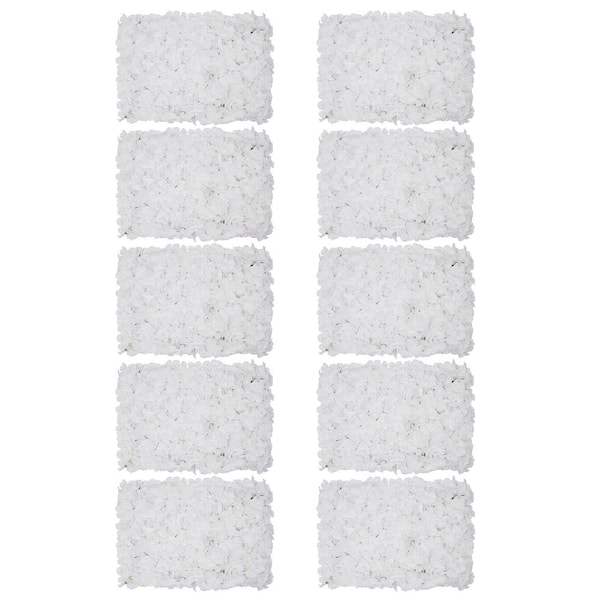 花 H&D YIYIBYUS White 23 .6 in. x 15.7 in. Artificial Floral Wall Panel