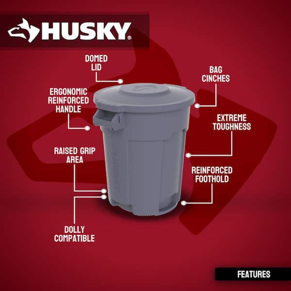 20 gal. Grey Heavy Duty Commercial Outdoor Trash Can with Domed Lid