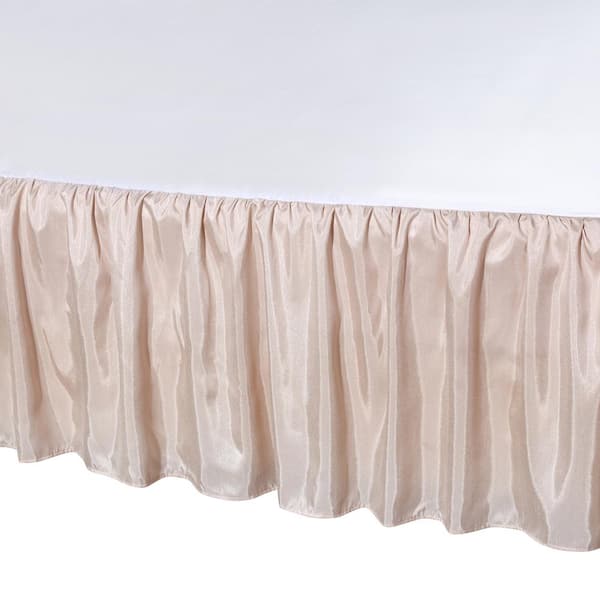 PROMEED Silk Satin Bedskirts King Size 18 Drop with 10pcs Bed Skirt Pins, Easy to Install & Wrinkle Resistant Elastic Wrap Around Dust Ruffles
