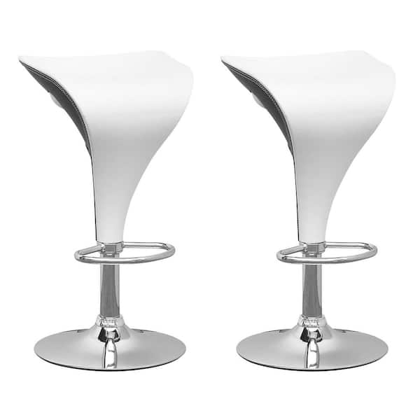 CorLiving Adjustable Two Toned Swivel Bar Stool in White and Black (Set of 2)