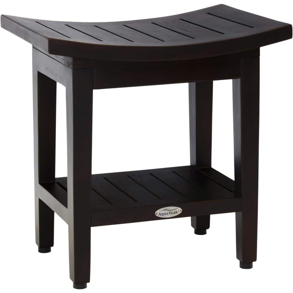Patented 18 in. x 12 in. Maluku Mocha-Shield Freestanding Teak Shower Bench