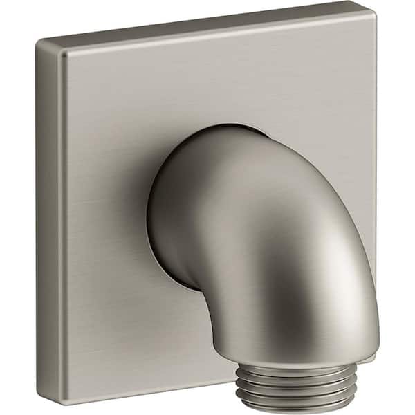 KOHLER Loure 1/2 in. Brass 90-Degree Hub Wall-mount Supply Elbow with Check Valve in Vibrant Brushed Nickel