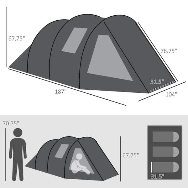 Outsunny 4 Person Waterproof Cabin Tent with Room Division A20 285V00BK The Home Depot