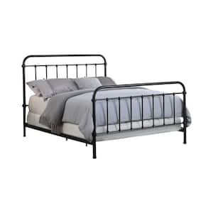 Bronze Metal Frame Queen Platform Bed with Transitional Styled