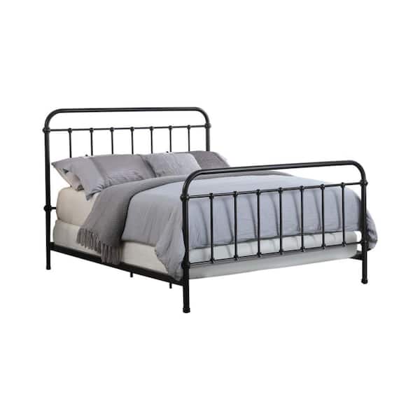 Benjara Bronze Metal Frame Queen Platform Bed with Transitional Styled