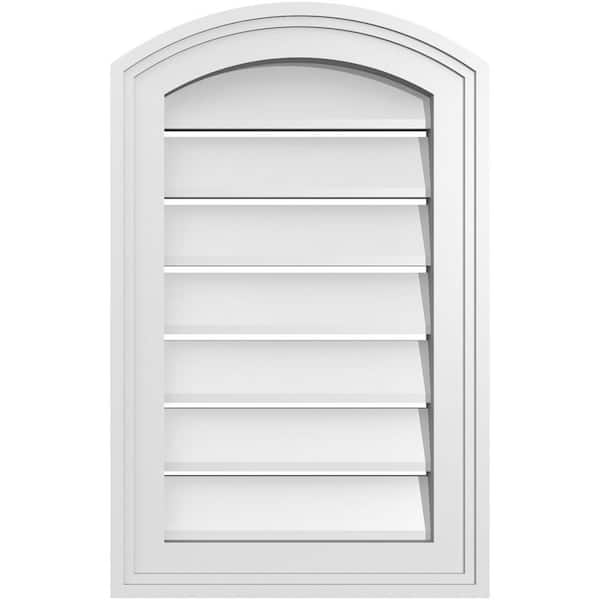 Ekena Millwork 14 in. x 20 in. Arch Top Surface Mount PVC Gable Vent: Decorative with Brickmould Frame