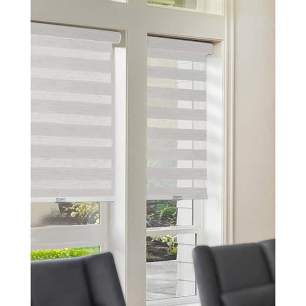 Dual Layer Cordless Fabric Cordless Roller Shades Window Blinds 54"W x 72"H 