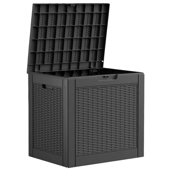 Unbranded 30 Gal. Black Resin Deck Box Waterproof with Lockable Lid