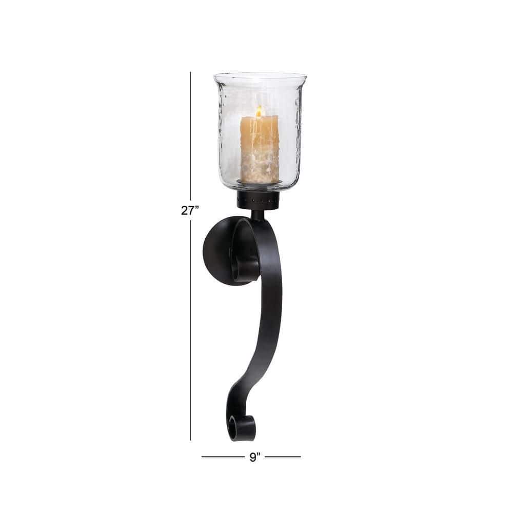 Elegant Scrollwork 27" Black Iron Wall Sconce, Plug-In Electric