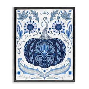 Symmetrical Floral Pumpkin by Arrolynn Weiderhold Black Floater Frame Nature Graphic Art Print 21 in. x 17 in.