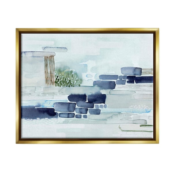 The Stupell Home Decor Collection Modern Abstract Coastal Landscape Organic Blocks by Grace Popp Floater Frame Abstract Wall Art Print 17 in. x 21 in.