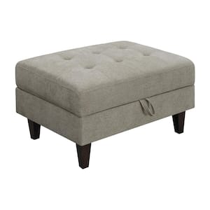 Barton Toast and Brown Chenille Upholstered Tufted Rectangular Storage Ottoman