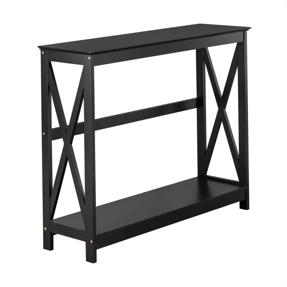 Karl home 41.73 in. Black Standard Rectangle Wood Side Cross Porch ...