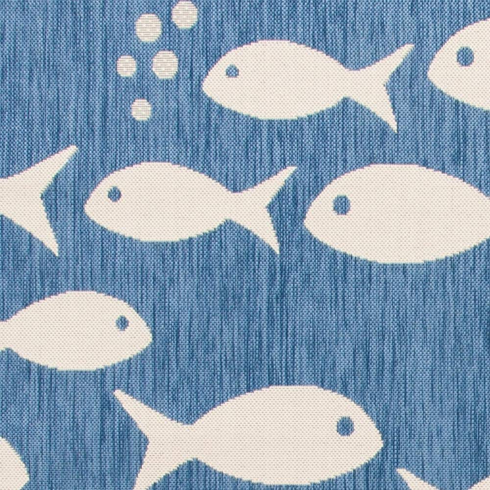 Courtyard Navy/Beige 9 ft. x 12 ft. Transitional Multi-Fish Solid Color Indoor/Outdoor Area Rug - thumbnail 7