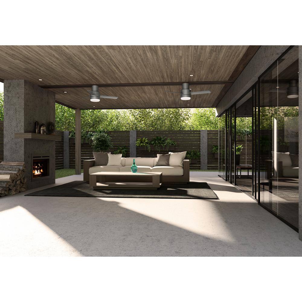 Matte Silver 44" Low Profile Ceiling Fan with Remote and LED Light