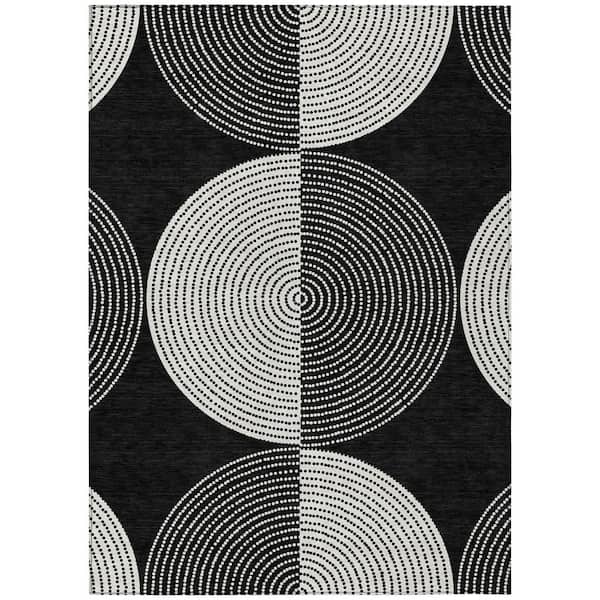 Chantille Machine Washable Indoor/Outdoor Abstract ACN2275 Black 2 ft. 6 in. x 3 ft. 10 in. Area Rug