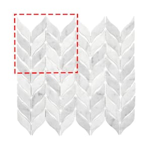 Leaf Waterjet  6 in. x 6 in. x 0.4 in. White Carrara Recycled Glass Marble Looks Mosaic Tile (Sample 0.25 sq. ft.)