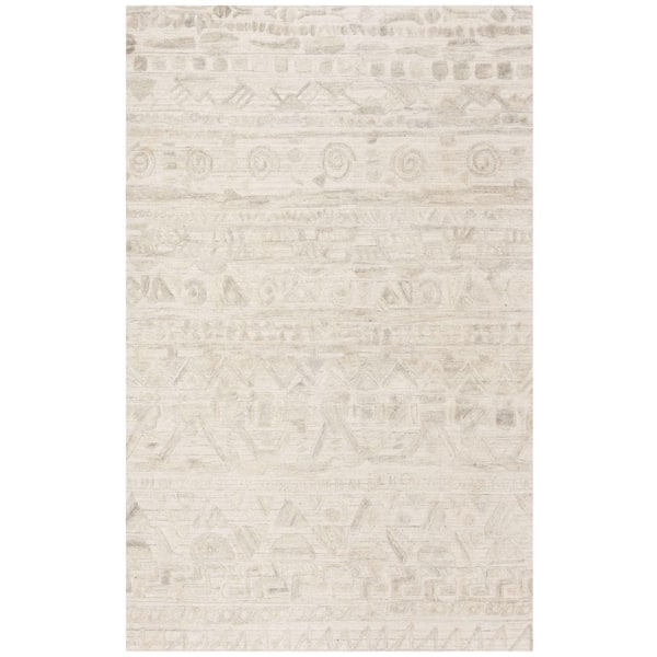 Elements 6 ft. x 9 ft. Ivory High-Low Striped Area Rug
