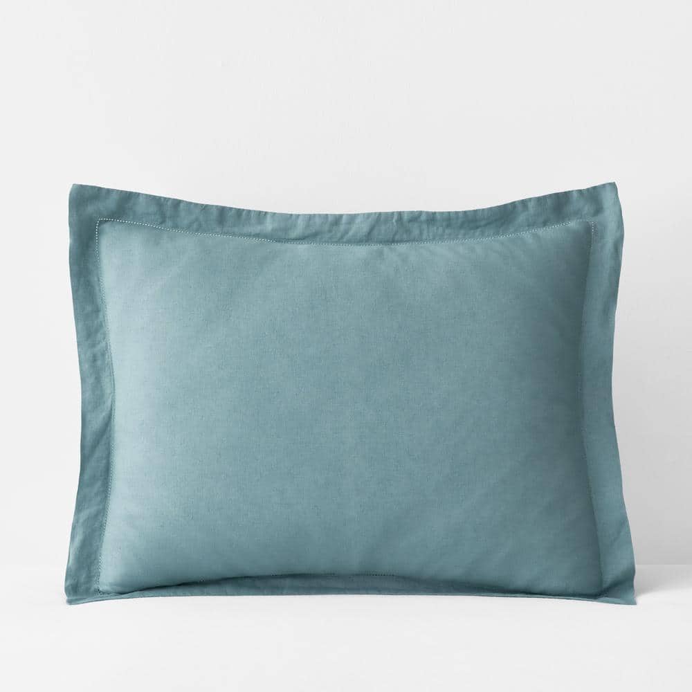The Company Store Legends Hotel Teal Relaxed Linen Standard Sham 50548F