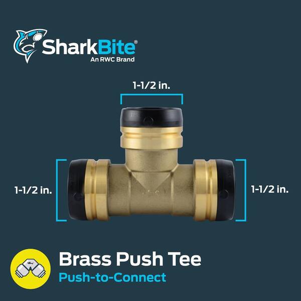SharkBite 1-1/2 in. Push-to-Connect Brass Tee Fitting UXL0841
