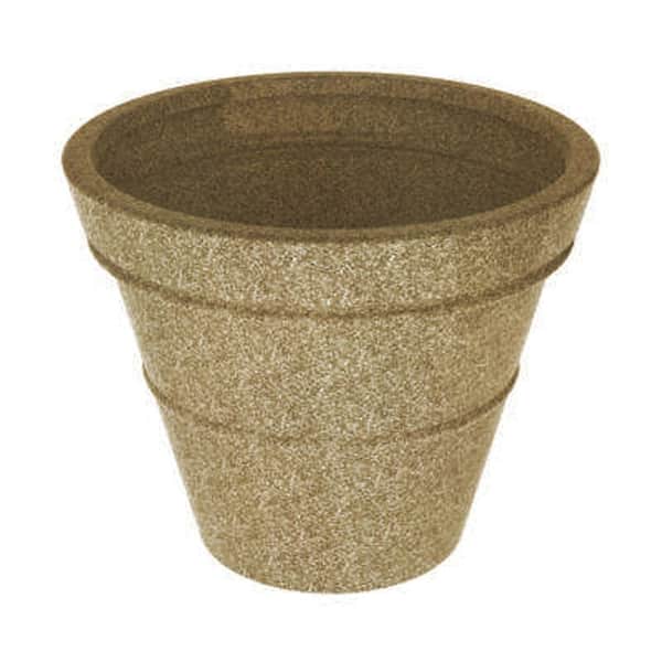 Terracast 28 in. Round Sandstone Granite Resin Planter with Saucer