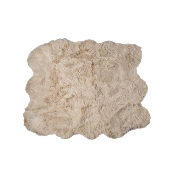 Luxe Faux Fur Gordon Taupe 5'x6' Sexto Faux SheepskinArea Rug