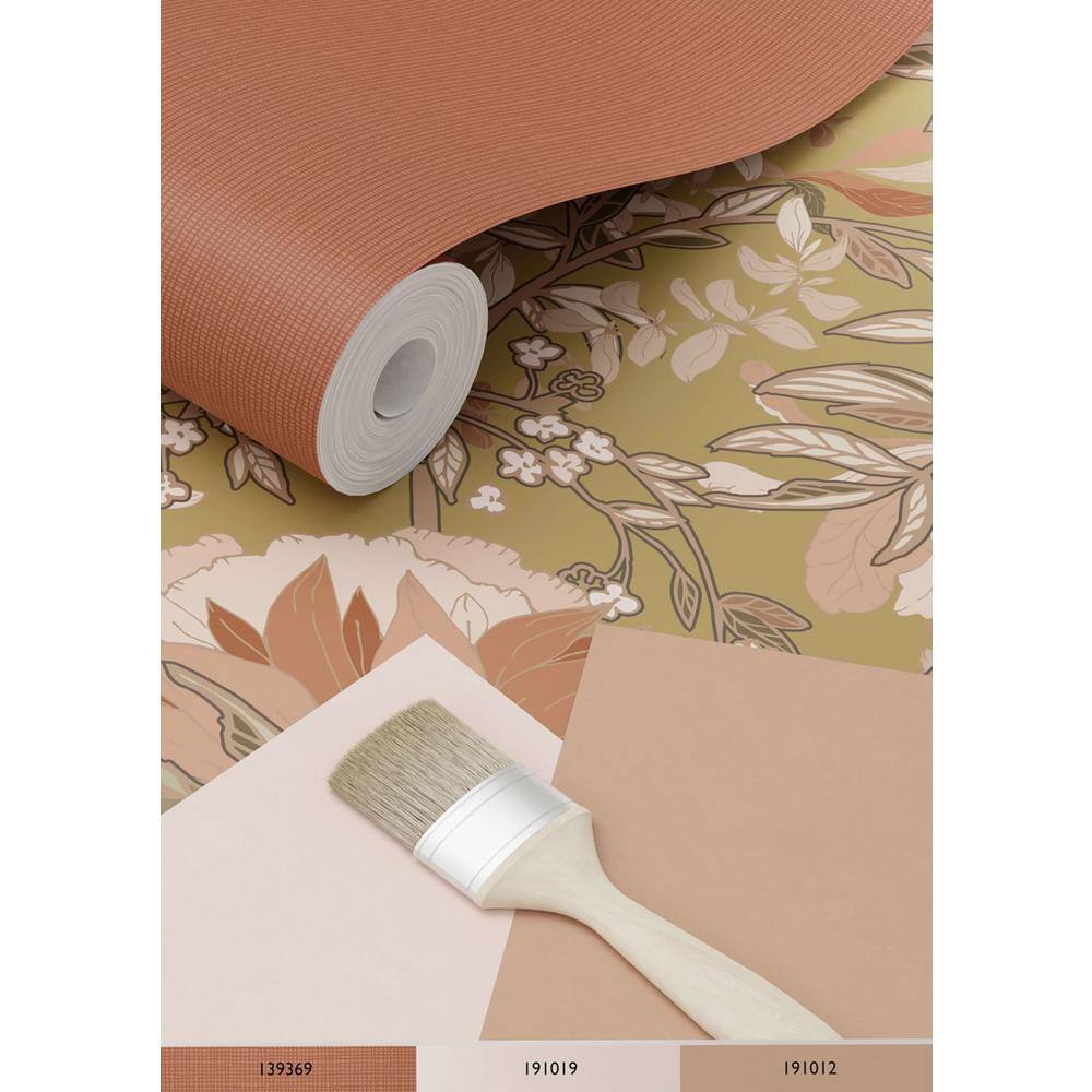 Ester Gold Art Nouveau Floral Non-Woven Wallpaper