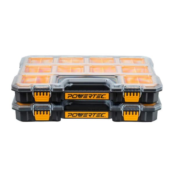 20-Compartments, Small Parts Organizer & Tool Box, IP65 Water & Dust Protection, Stackable Storage w/Removable Bin, 2PK