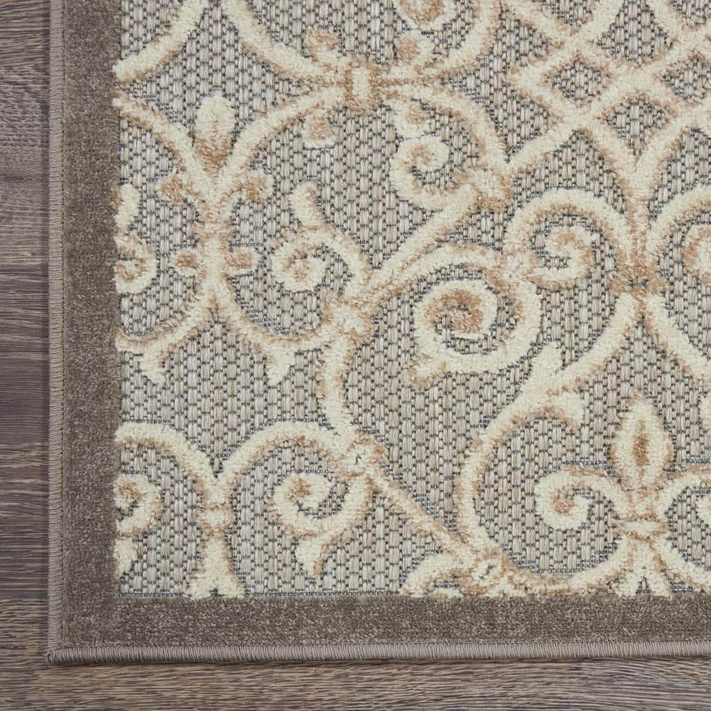 Natural Gray Flat Woven Floral Rectangular Area Rug
