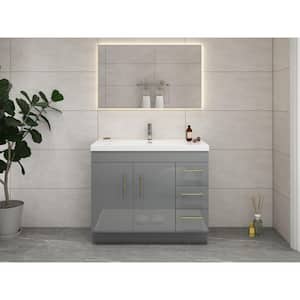 Elsa 19.50 in. Dx 22.05 in. H x 42 in. W Freestanding Vanity in Glossy Gray with White Reinforced Acrylic Top with Basin