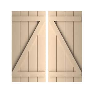 23.5 in. x 82 in. Timberthane Polyurethane 4-Board Spaced Board-n-Batten Smooth Faux Wood Shutters w/Z-Board Pair