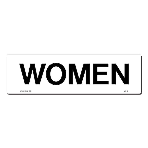 17 in. x 5 in. Black on White Plastic Women Sign