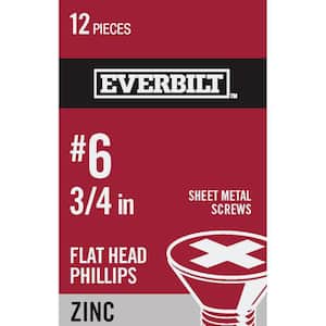 #6 x 3/4 in. Phillips Flat Head Zinc Plated Sheet Metal Screw (12-Pack)