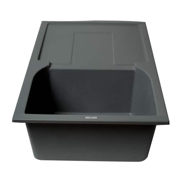 Drop-In Granite Composite 33.88 in. Single Bowl Kitchen Sink in Titanium