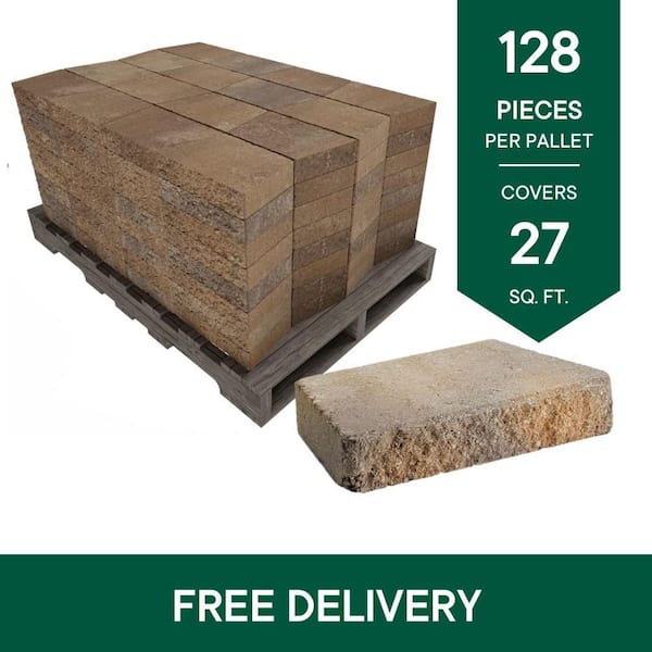 2.5 in. x 12 in. x 7.5 in. Brown/Buff Concrete Retaining Wall Cap (128- Piece Pallet)