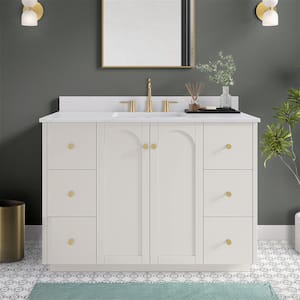 Anabelle 48 in. Single Sink Soft Grey Bath Vanity with Engineered Marble Carrara Marble Top (Assembled)