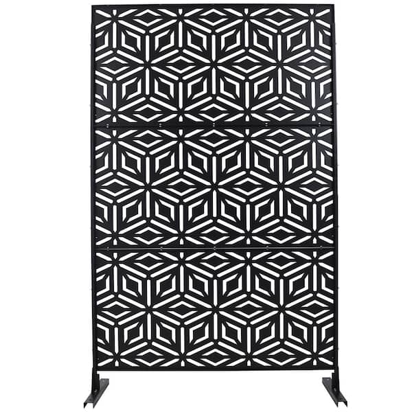 6.3 ft. x 4 ft. Black Outdoor Steel Decorative Privacy Screen, Indoor Metal Privacy Fence Panel