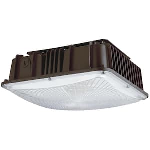 60-Watt Equivalent Integrated LED Commercial Dimmable Bronze Outdoor Canopy Light, Color Tunable 3000K 4000K 5000K